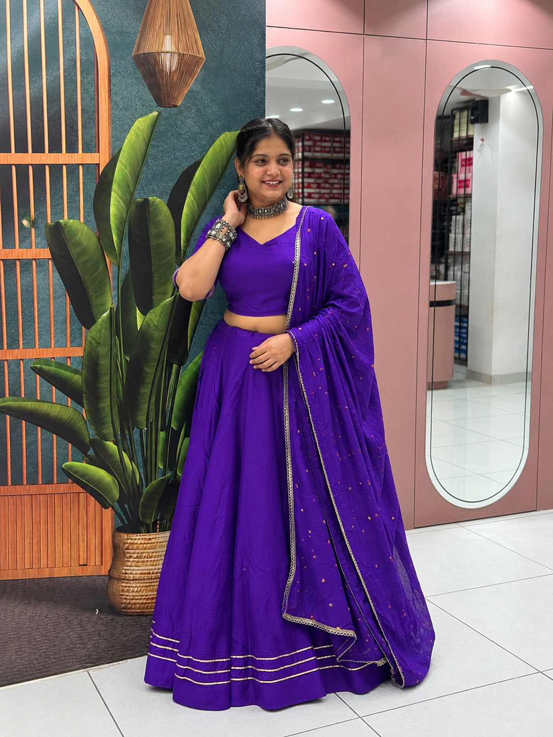 Royal Purple Designer Lehenga Choli Set with Embellished Dupatta