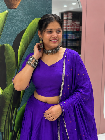 Royal Purple Designer Lehenga Choli Set with Embellished Dupatta