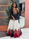 Ethnic Mirror Embroidered Peplum Kurti with Flared Skirt Set