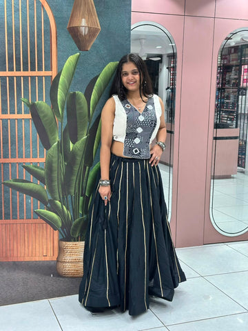 Midnight Printed Crop Top & Flared Skirt Set