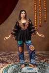 Black Kutchi Embroidered Top & Denim Set