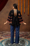 Black Kutchi Embroidered Top & Denim Set