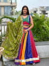 Navrang Bandhani Patchwork Lehenga Choli with Dupatta Set