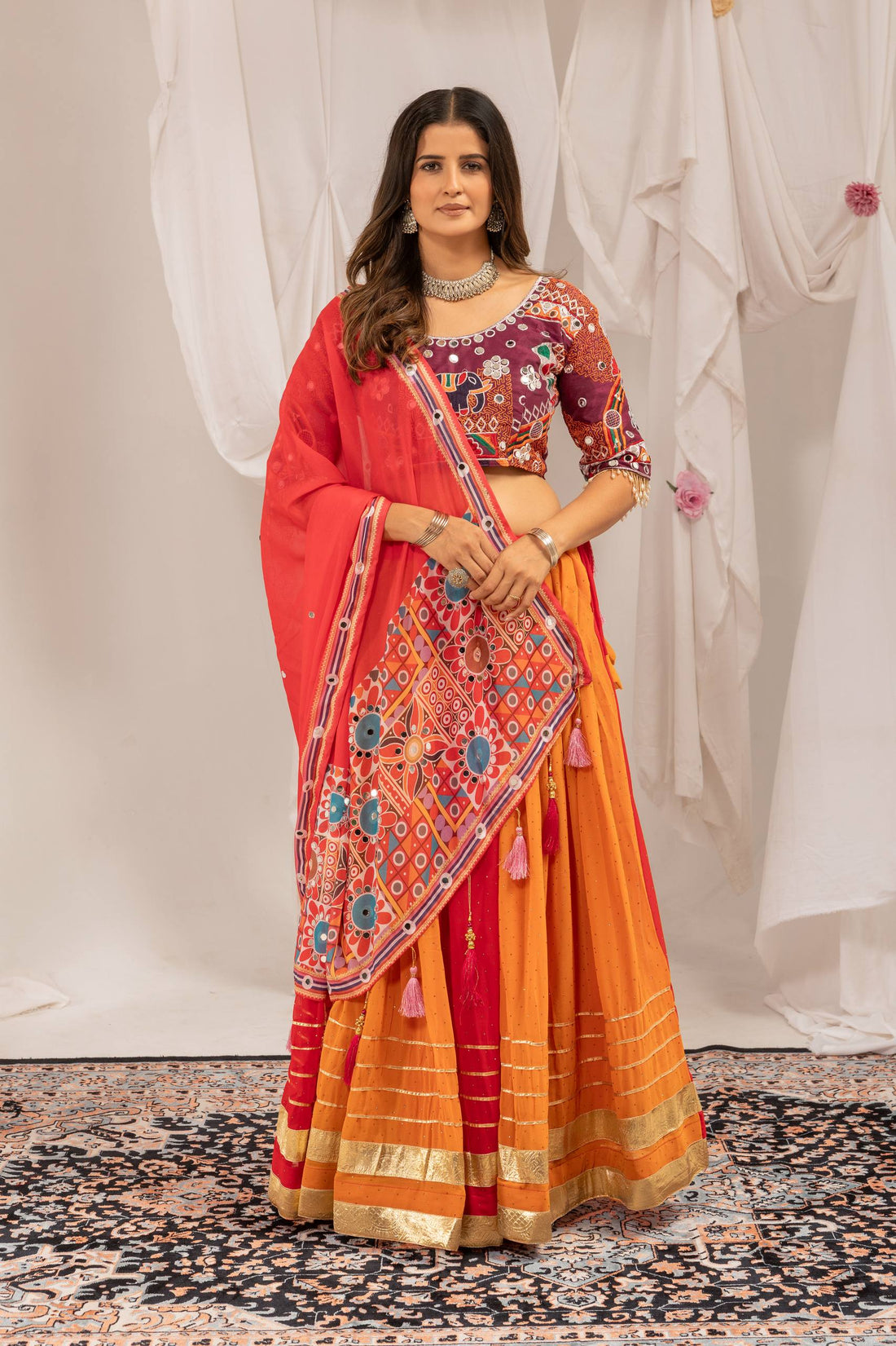 Vibrant Multicolor Printed Lehenga Choli with Dupatta